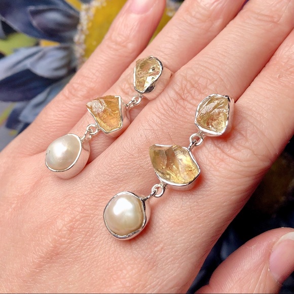 ‼️Clearance‼️Sterling silver citrine earring - Picture 2 of 3